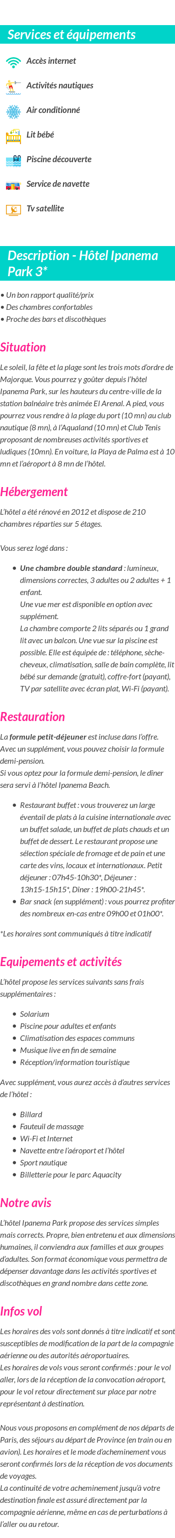 Détails du séjour