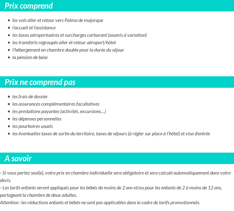 Conditions tarifaires