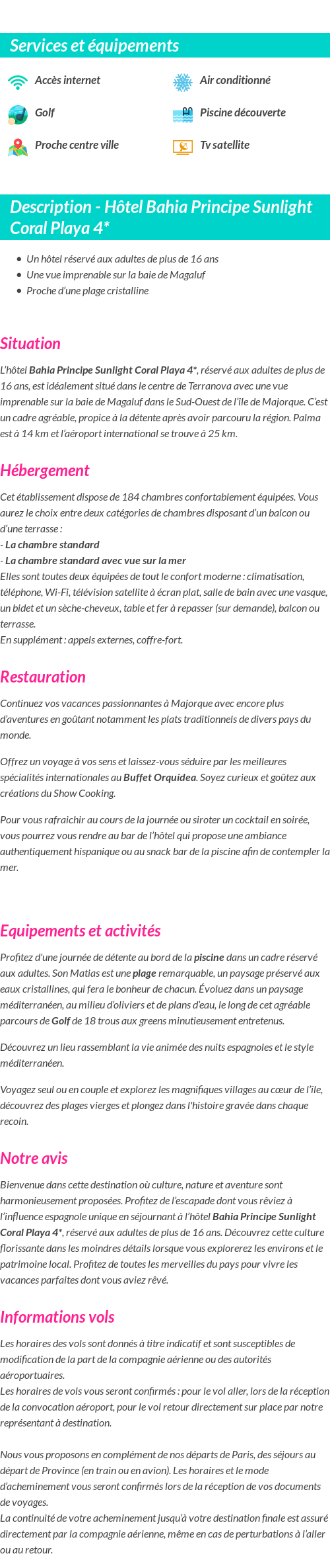 Détails du séjour