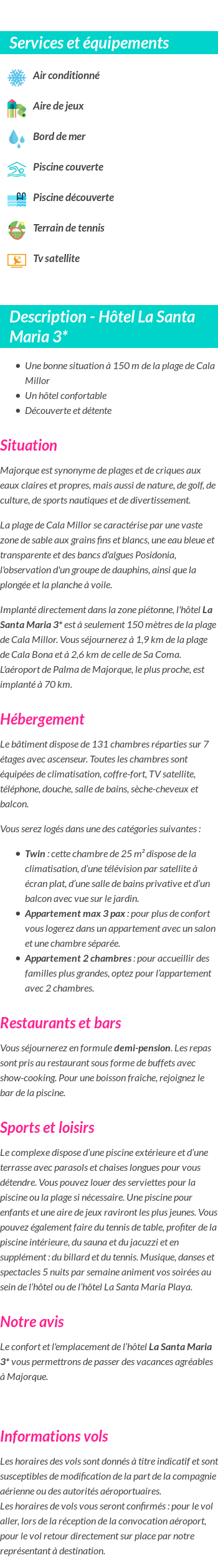 Détails du séjour