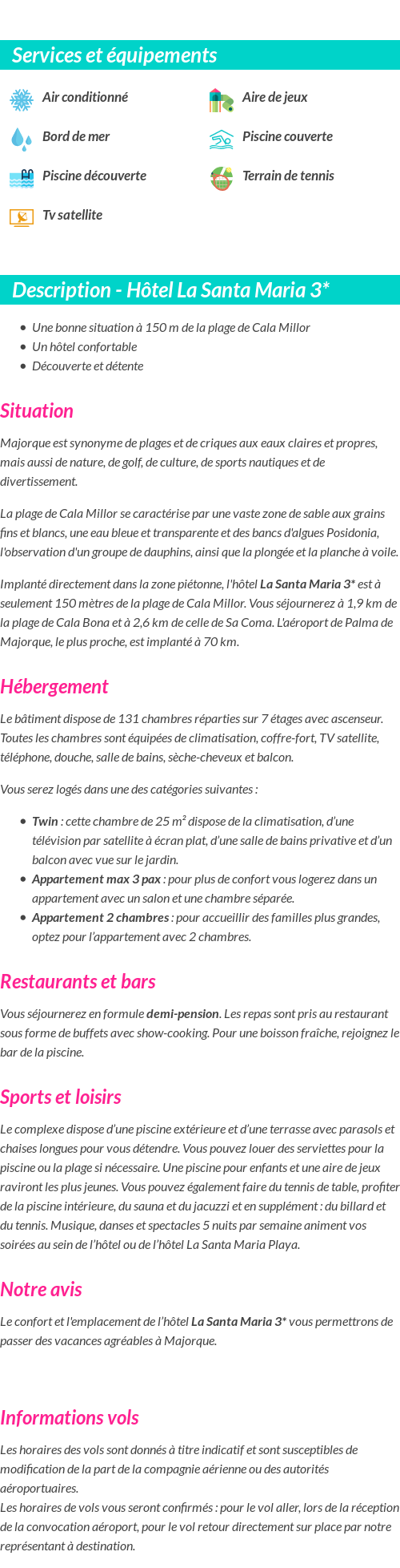Détails du séjour