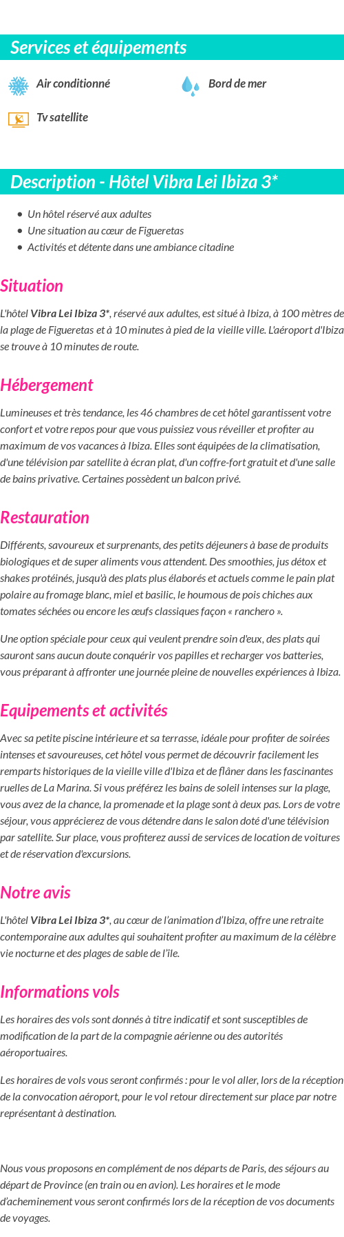 Détails du séjour