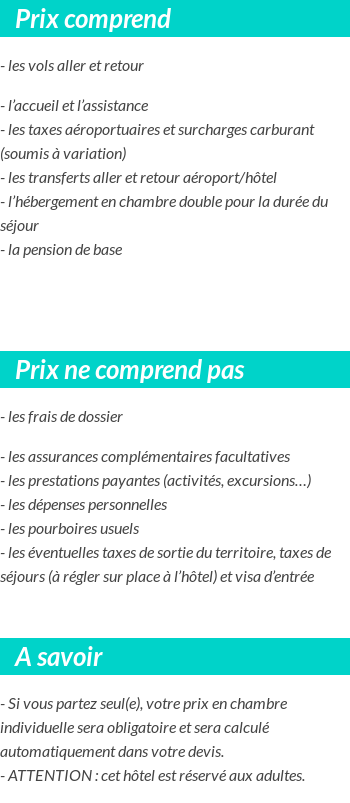 Conditions tarifaires