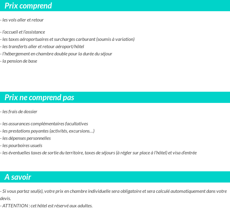 Conditions tarifaires
