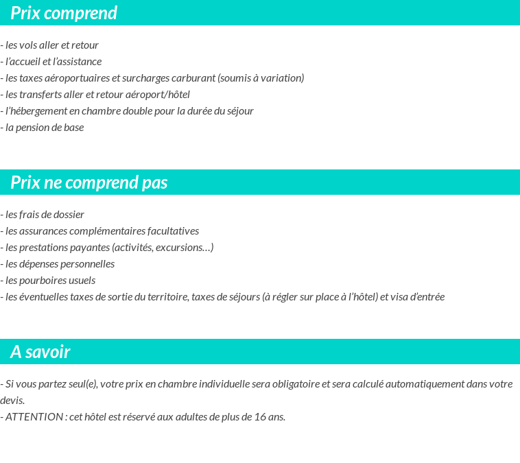 Conditions tarifaires
