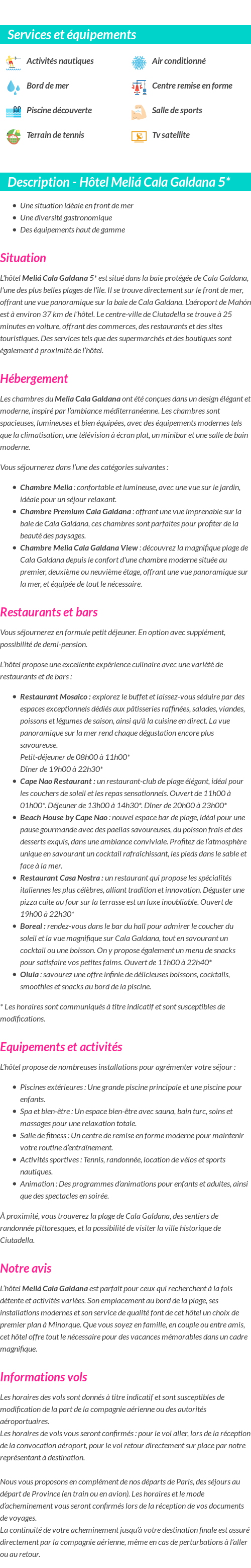 Détails du séjour