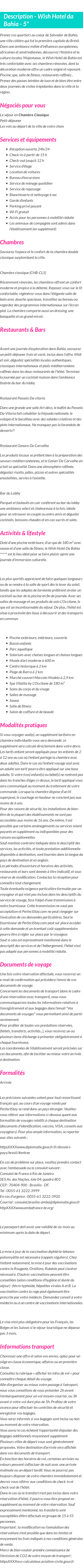 Détails du séjour