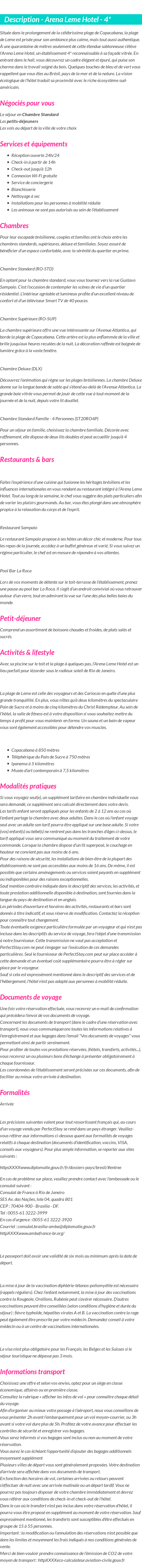 Détails du séjour