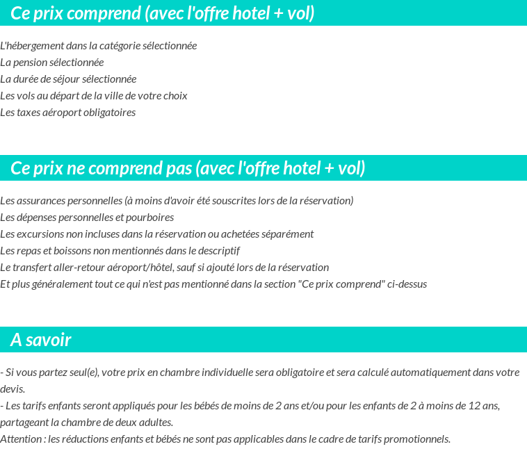 Conditions tarifaires