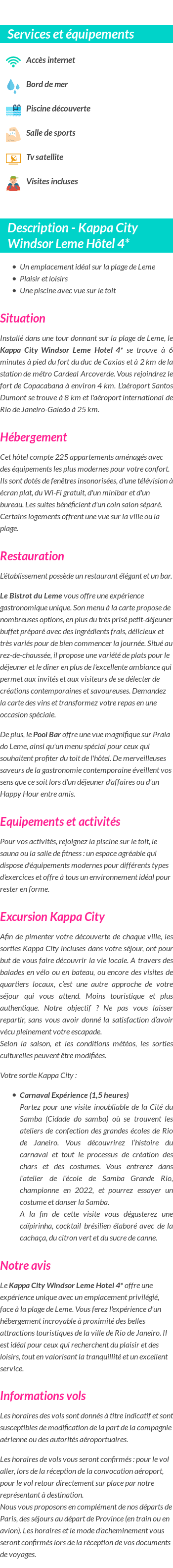 Détails du séjour