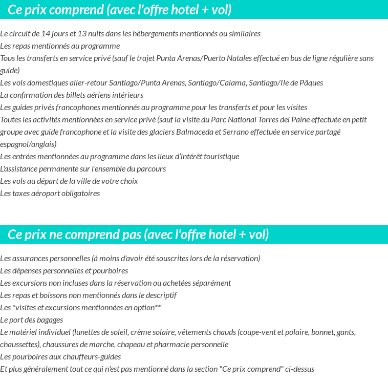Conditions tarifaires