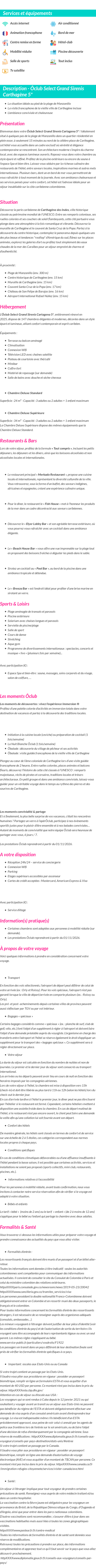Détails du séjour