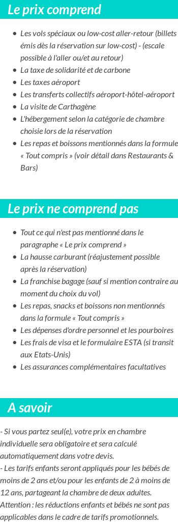 Conditions tarifaires