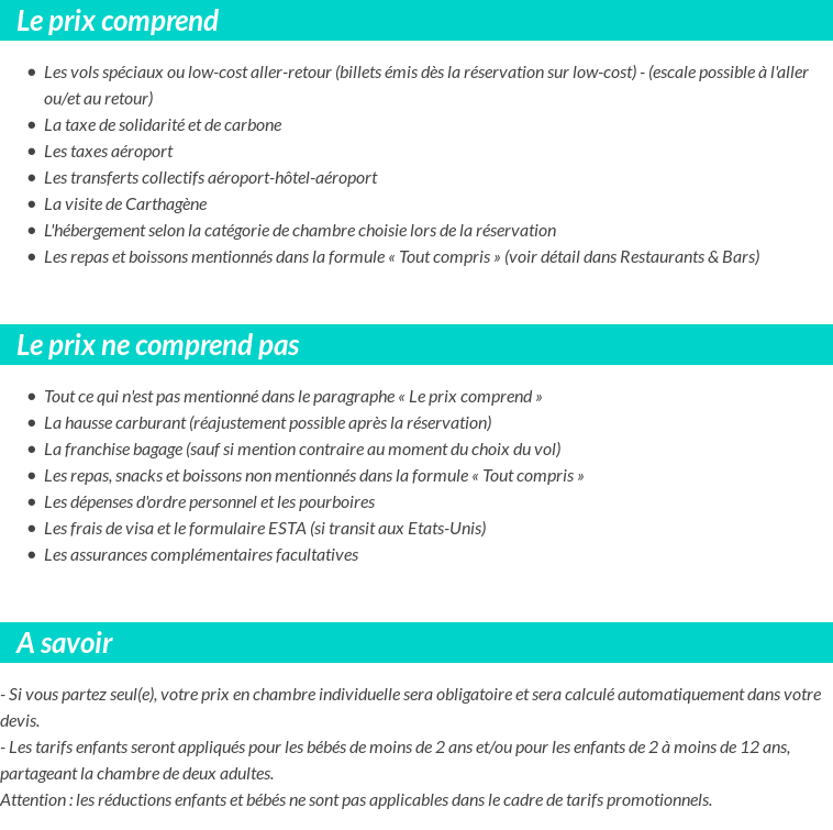 Conditions tarifaires