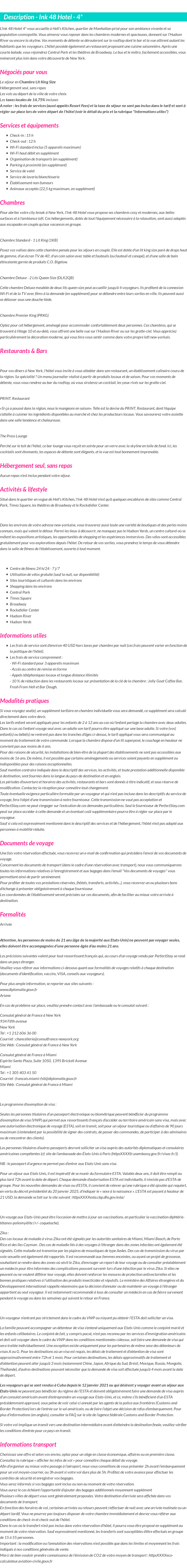 Détails du séjour