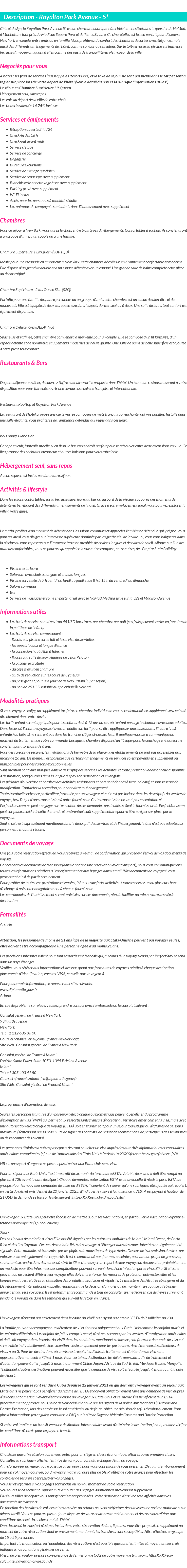 Détails du séjour