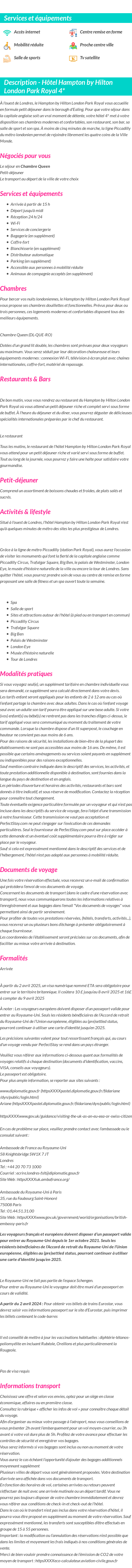 Détails du séjour