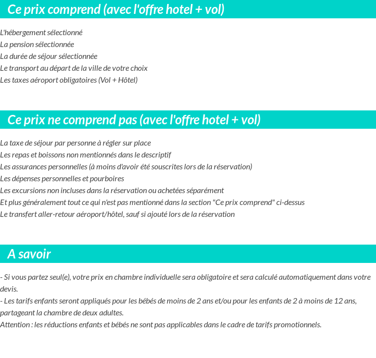 Conditions tarifaires