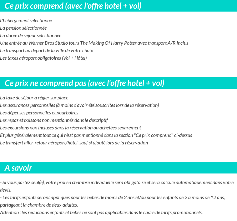 Conditions tarifaires