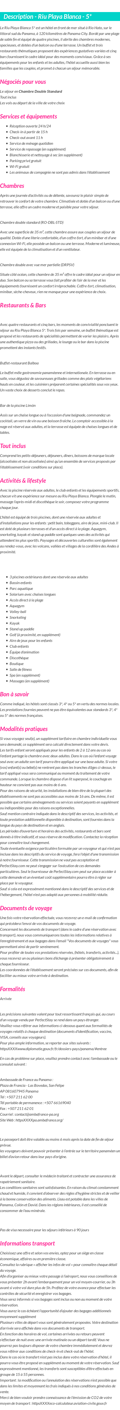 Détails du séjour