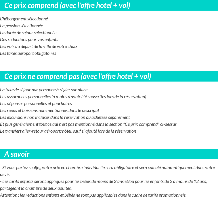 Conditions tarifaires