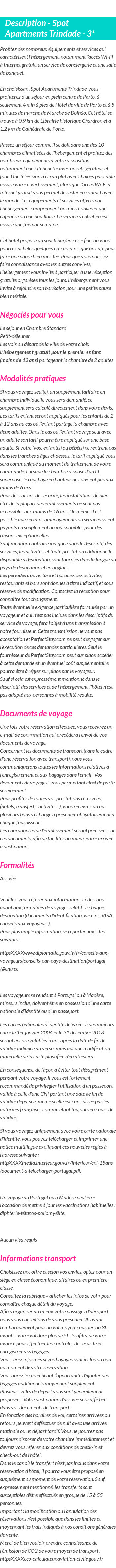 Détails du séjour
