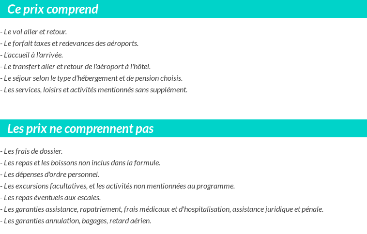 Conditions tarifaires