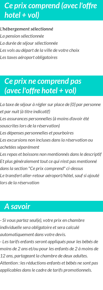 Conditions tarifaires