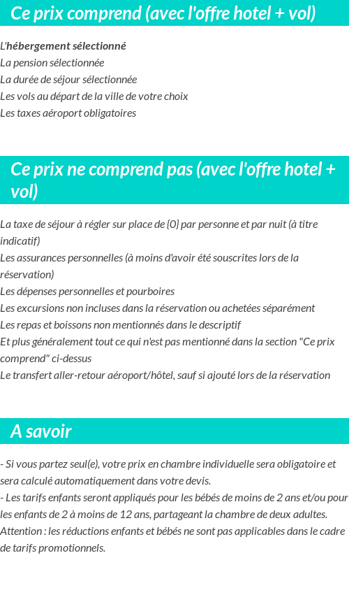 Conditions tarifaires