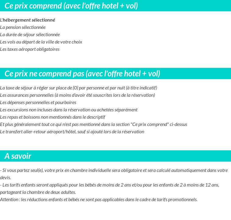 Conditions tarifaires