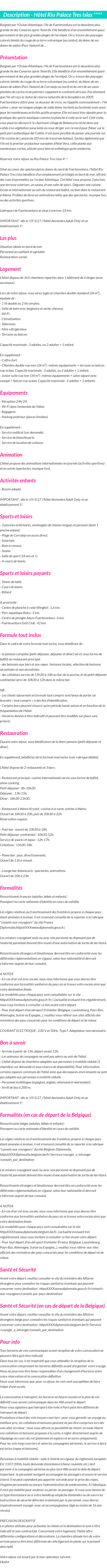 Détails du séjour