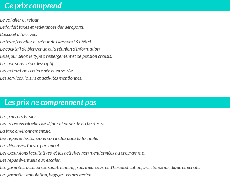 Conditions tarifaires