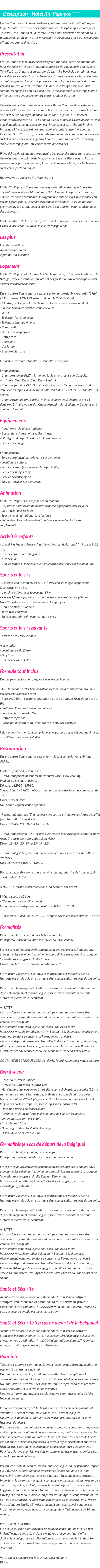 Détails du séjour