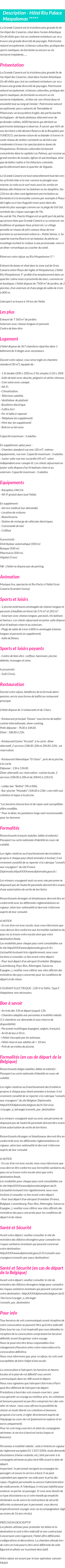 Détails du séjour