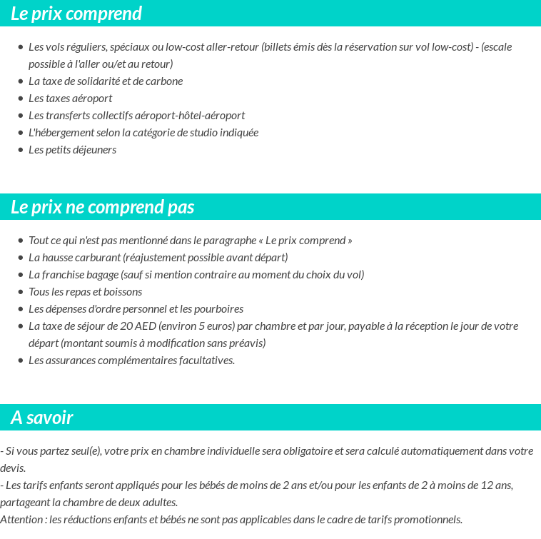 Conditions tarifaires