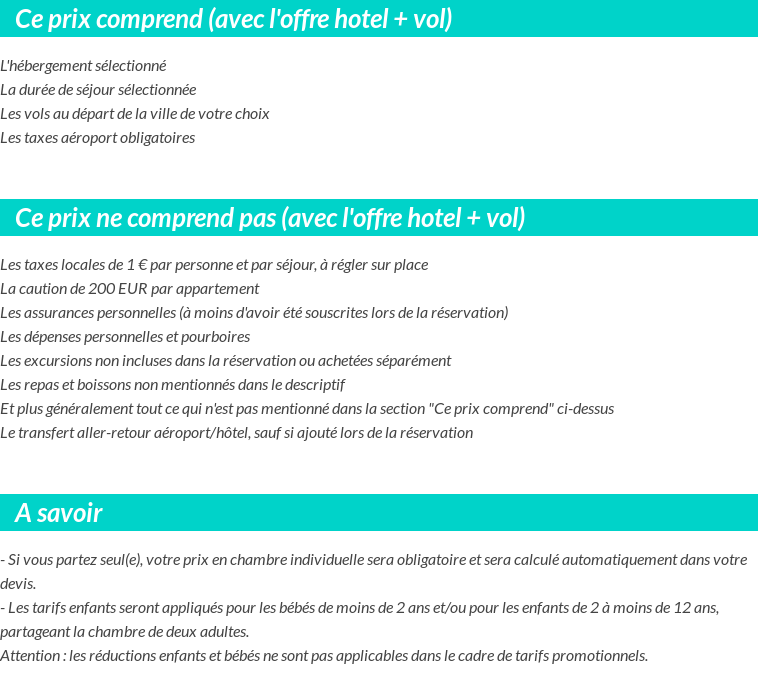Conditions tarifaires