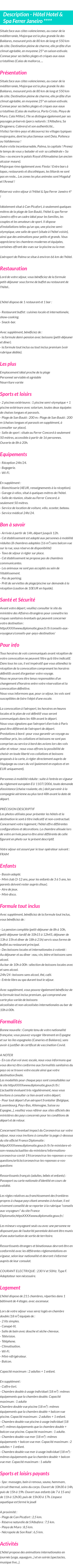 Détails du séjour