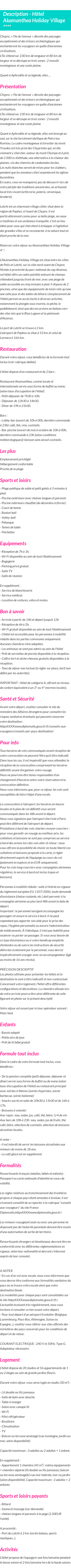 Détails du séjour