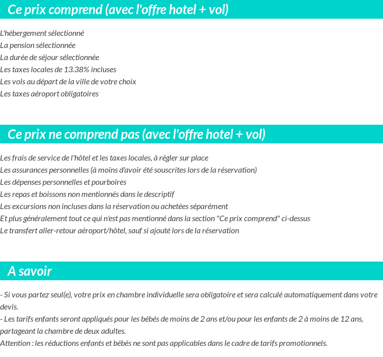Conditions tarifaires