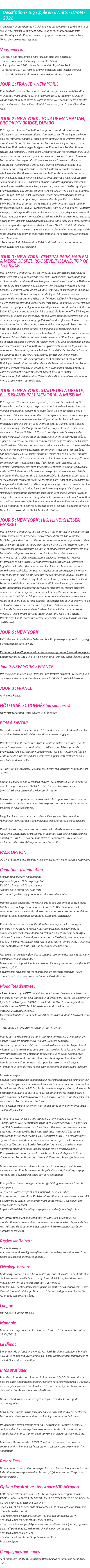 Détails du séjour