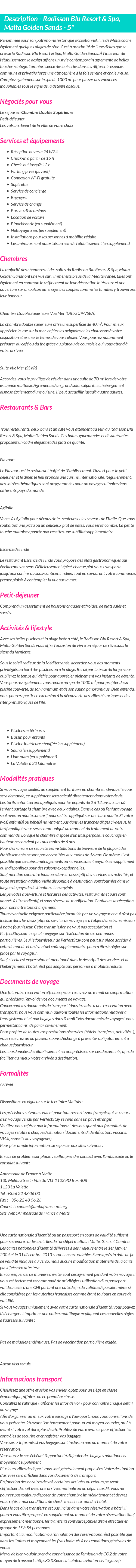 Détails du séjour