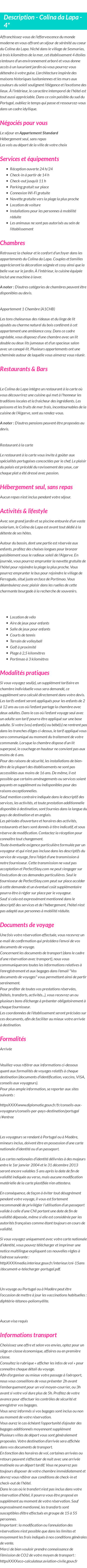Détails du séjour