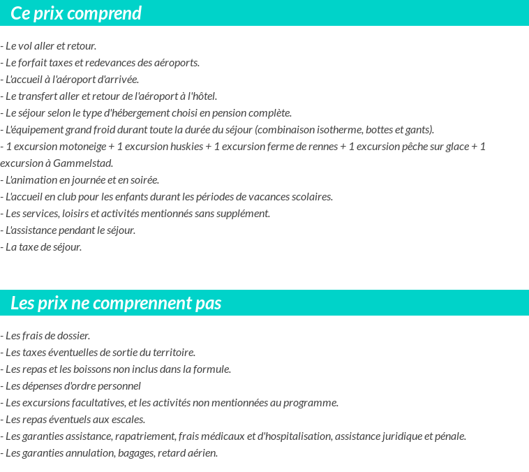 Conditions tarifaires