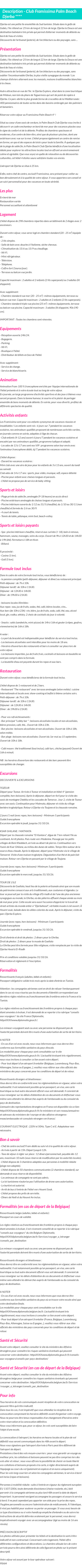 Détails du séjour