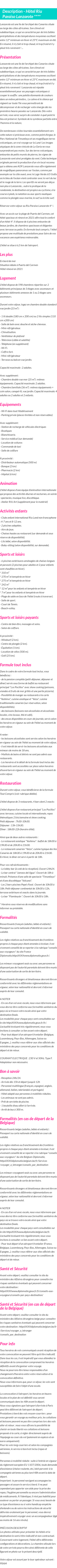 Détails du séjour