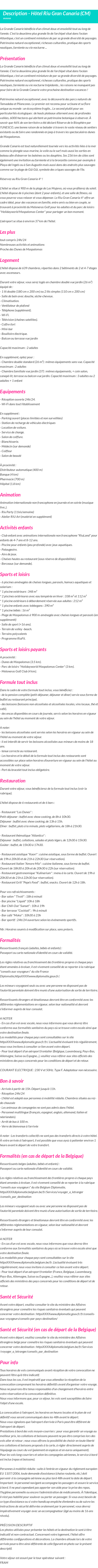 Détails du séjour