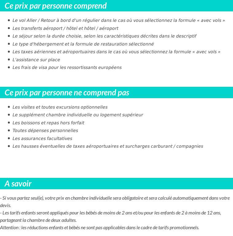 Conditions tarifaires