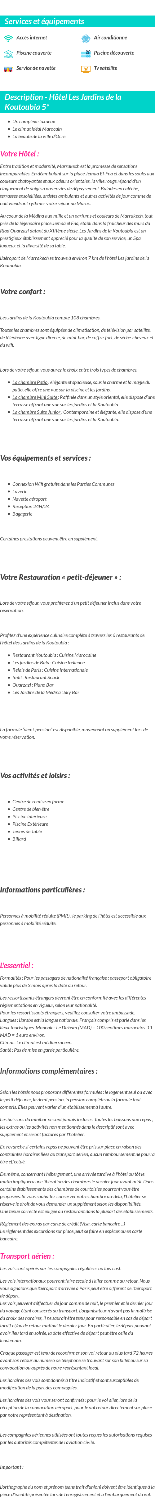 Détails du séjour