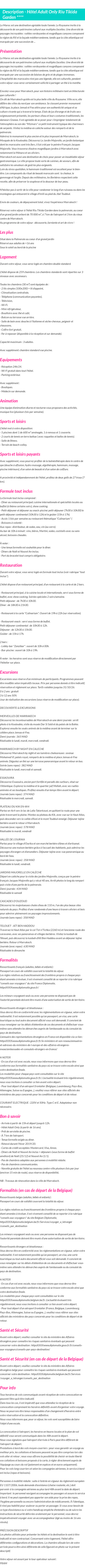 Détails du séjour