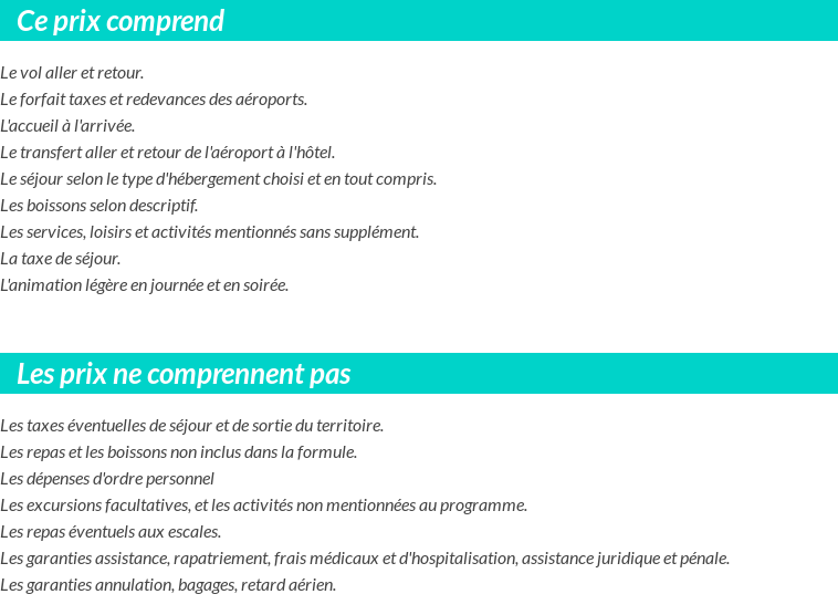 Conditions tarifaires